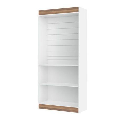 Estante 100% MDF modelo mista com 2 prateleiras e painel canaletado 93x204x40 cm Comac Menor preço em Estante 100% MDF modelo mista com 2 prateleiras e painel canaletado 93x204x40 cm Comac