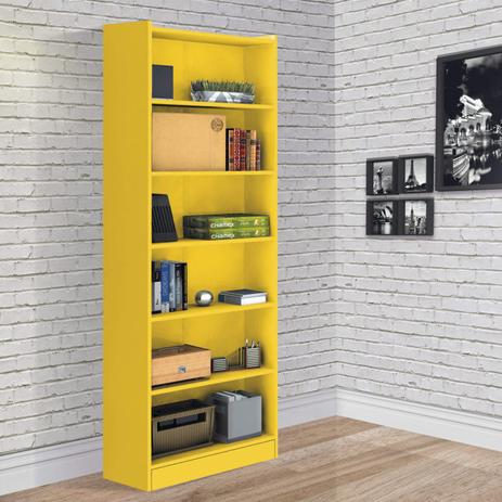 Estante 5 prateleiras Moderno Multiuso Zanzini Amarelo Menor preço em Estante 5 prateleiras Moderno Multiuso Zanzini Amarelo