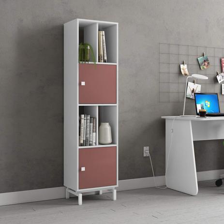 Estante Alta 2 Portas e Nichos Xadrez Contemporâneo Bortolini Móveis Rosa/Branco é boa?