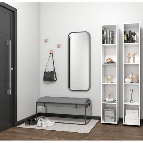 Estante armário livreiro modular alcídes 30 com 05 nichos - drw móveis - branco Menor preço em Estante armário livreiro modular alcídes 30 com 05 nichos - drw móveis - branco