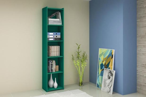 Estante Biblioteca Simples com Prateleiras Turquesa - Móvel bento Menor preço em Estante Biblioteca Simples com Prateleiras Turquesa - Móvel bento