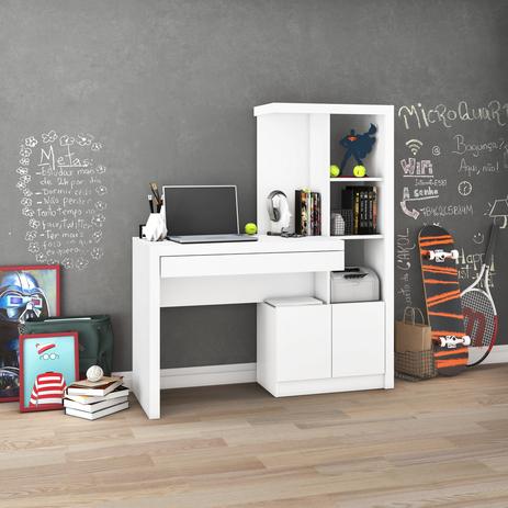 Estante Escrivaninha 1 Gaveta, com Prateleiras, , Home Office, Tecno Mobili, Branco, Me4143. - Tecno Mobili Menor preço em Estante Escrivaninha 1 Gaveta, com Prateleiras, , Home Office, Tecno Mobili, Branco, Me4143. - Tecno Mobili