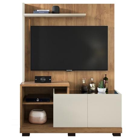 Estante Home Painel para TV até 55 Pol. Sofine Buriti/Off White - Caemmun Menor preço em Estante Home Painel para TV até 55 Pol. Sofine Buriti/Off White - Caemmun