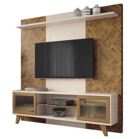 Estante Home Painel para TV até 60 Pol. Marchê Chevron/Off White - HB Móveis Menor preço em Estante Home Painel para TV até 60 Pol. Marchê Chevron/Off White - HB Móveis
