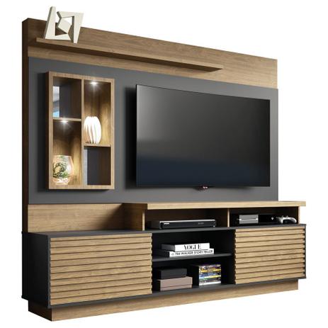 Estante Home para TV 65 Polegadas Eldorado Avelã Preto - Linea Menor preço em Estante Home para TV 65 Polegadas Eldorado Avelã Preto - Linea