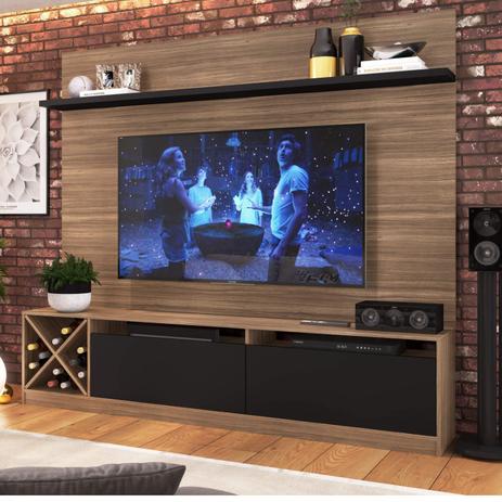 Estante Home Para TV até 50 Polegadas 2 Portas Adega Vicenza Quiditá Montana/Preto Menor preço em Estante Home Para TV até 50 Polegadas 2 Portas Adega Vicenza Quiditá Montana/Preto