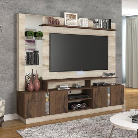 Estante Home para TV até 55 Polegadas 4 Portas Munique Permobili Rústico/Café Menor preço em Estante Home para TV até 55 Polegadas 4 Portas Munique Permobili Rústico/Café