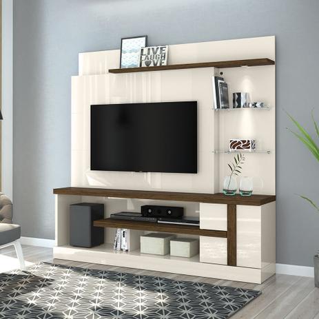 Estante Home Theater Madetec Alan Off White/Savana Menor preço em Estante Home Theater Madetec Alan Off White/Savana