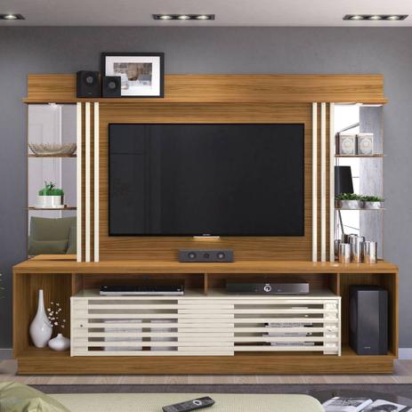 Estante Home Theater p/ TV 55” Madetec Frizz Gold Naturale / Off White Menor preço em Estante Home Theater p/ TV 55” Madetec Frizz Gold Naturale / Off White