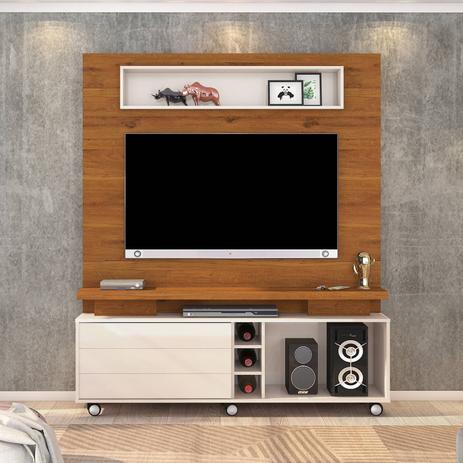 Estante Home Theater para TV 60” DJ Móveis Quebec Rústico Terrara / Off White - Dj moveis Menor preço em Estante Home Theater para TV 60” DJ Móveis Quebec Rústico Terrara / Off White - Dj moveis