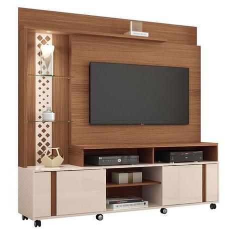 Estante Home Theater Para TV até 55 Pol. Vitral Nature/Off White - HB Móveis Menor preço em Estante Home Theater Para TV até 55 Pol. Vitral Nature/Off White - HB Móveis