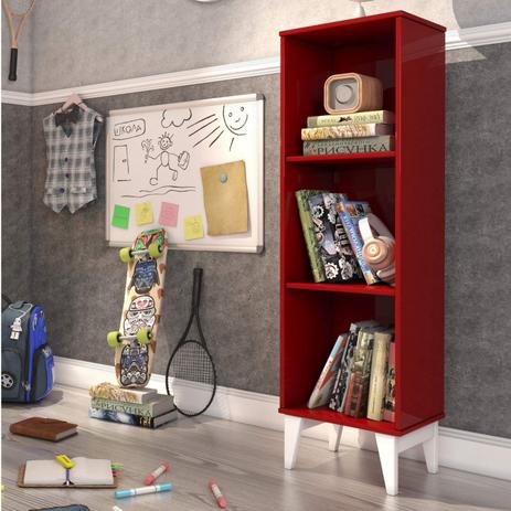 Estante Livreiro 2 Prateleiras Retrô Twister Tcil Móveis Vermelho Menor preço em Estante Livreiro 2 Prateleiras Retrô Twister Tcil Móveis Vermelho