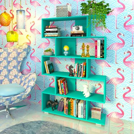 Estante Livreiro 5 Nichos Twister Moderno Tcil Móveis Aqua Menor preço em Estante Livreiro 5 Nichos Twister Moderno Tcil Móveis Aqua
