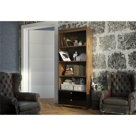 Estante Livreiro com Gavetas C603 Nobre com Preto - Dalla Costa Menor preço em Estante Livreiro com Gavetas C603 Nobre com Preto - Dalla Costa