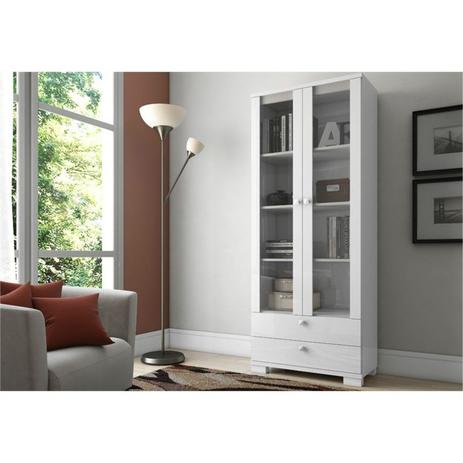 Estante Livreiro com Portas de Vidro C604 Branco - Dalla Costa Menor preço em Estante Livreiro com Portas de Vidro C604 Branco - Dalla Costa