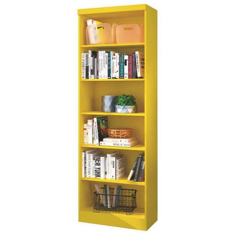 Estante Livreiro com Prateleiras Linus Amarelo - Qmovi Menor preço em Estante Livreiro com Prateleiras Linus Amarelo - Qmovi