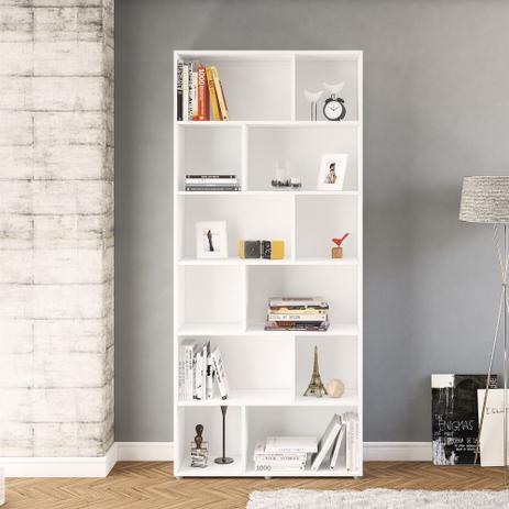 Estante livreiro xangai com 12 nichos - branco - Politorno Menor preço em Estante livreiro xangai com 12 nichos - branco - Politorno