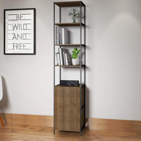 Estante Multiuso 1 Porta 5 Prateleiras Steel Quadra Artesano Vermont Menor preço em Estante Multiuso 1 Porta 5 Prateleiras Steel Quadra Artesano Vermont