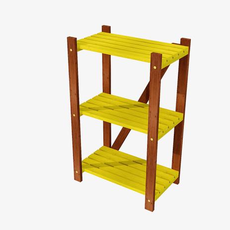 Estante Multiuso de Madeira 3 Prateleiras 82cm Amarela - Ms design Menor preço em Estante Multiuso de Madeira 3 Prateleiras 82cm Amarela - Ms design