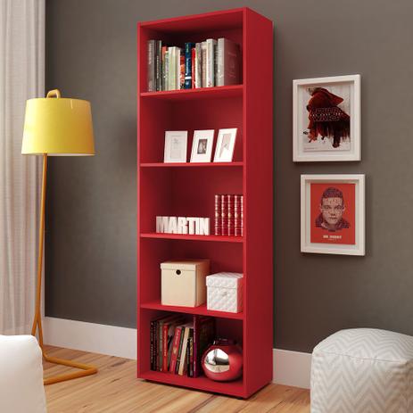 Estante Multy para Livros e Objetos Vermelho com 4 Prateleiras e 1 Nicho - Artely Menor preço em Estante Multy para Livros e Objetos Vermelho com 4 Prateleiras e 1 Nicho - Artely