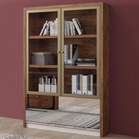 Estante P/ Livros 2 Portas 2 Gavetas 120 cm Tc115e Nobre/Off White - Dalla costa Menor preço em Estante P/ Livros 2 Portas 2 Gavetas 120 cm Tc115e Nobre/Off White - Dalla costa