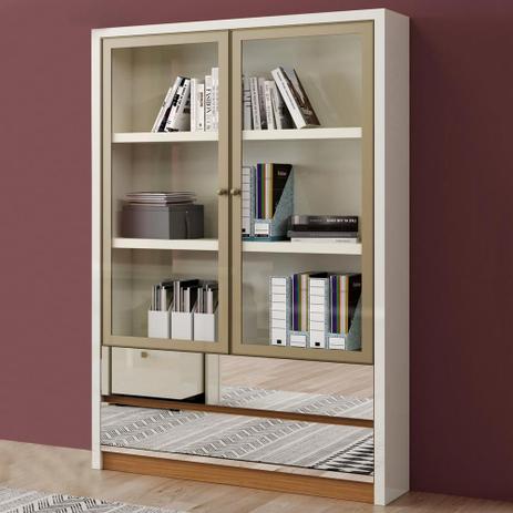 Estante P/ Livros 2 Portas 2 Gavetas 120cm Tc115e Off White/Freijo - Dalla costa Menor preço em Estante P/ Livros 2 Portas 2 Gavetas 120cm Tc115e Off White/Freijo - Dalla costa