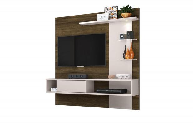 Estante para Home Theater Atantico Canela Rustico e Off White - Colibri móveis Menor preço em Estante para Home Theater Atantico Canela Rustico e Off White - Colibri móveis