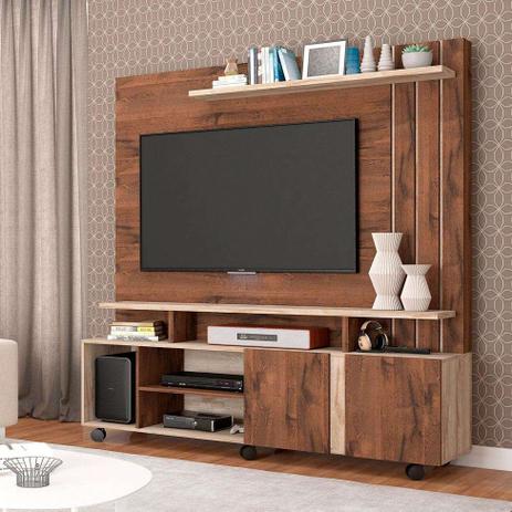 Estante para Home Theater e TV 50 Polegadas Valencia Café e Rústico 160 cm - Permobili Menor preço em Estante para Home Theater e TV 50 Polegadas Valencia Café e Rústico 160 cm - Permobili