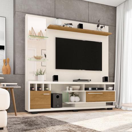 Estante para Home Theater e TV 60 Polegadas Tucson Off-White e Cinamomo - Móveis bechara Menor preço em Estante para Home Theater e TV 60 Polegadas Tucson Off-White e Cinamomo - Móveis bechara