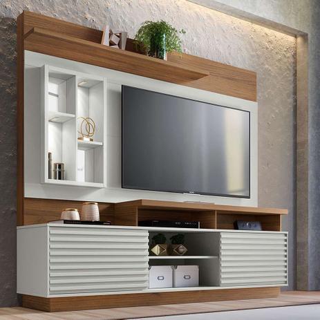 Estante para Home Theater e TV até 65 Polegadas Eldorado Off White e Nogueira - Linea Brasil Menor preço em Estante para Home Theater e TV até 65 Polegadas Eldorado Off White e Nogueira - Linea Brasil