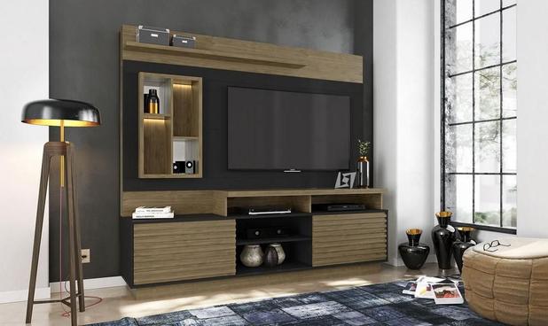 Estante para Home Theater Eldorado Avela e Preto - Linea brasil Menor preço em Estante para Home Theater Eldorado Avela e Preto - Linea brasil
