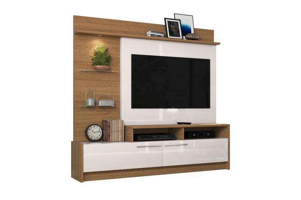 Estante para Home Theater Ipanema Natura Real e Off White - Colibri móveis Menor preço em Estante para Home Theater Ipanema Natura Real e Off White - Colibri móveis