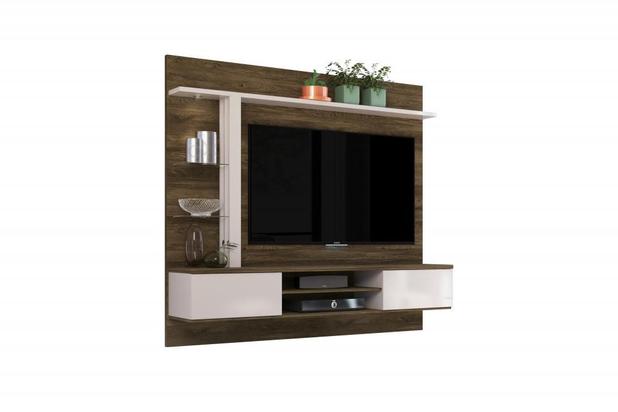 Estante para Home Theater Salinas Canela Rustico e Off White - Colibri móveis Menor preço em Estante para Home Theater Salinas Canela Rustico e Off White - Colibri móveis