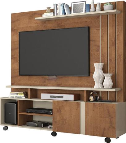 Estante para Home Theater Valencia Savana e Off White - Permóbili Menor preço em Estante para Home Theater Valencia Savana e Off White - Permóbili