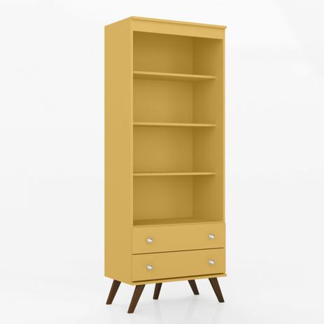 Estante para Livros 2 Gavetas 3 Prateleiras ESM 216 Retrô Movelbento Amarelo Menor preço em Estante para Livros 2 Gavetas 3 Prateleiras ESM 216 Retrô Movelbento Amarelo