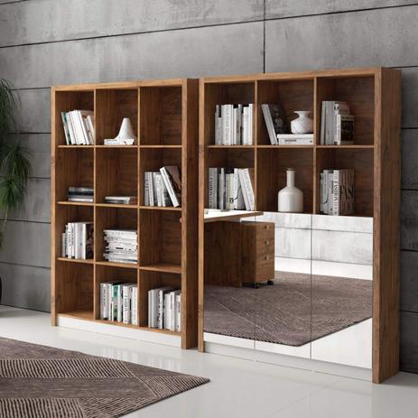 Estante para Livros 3 Portas Espelhadas 3 Prateleiras Nichos 120cm Clássico Dalla Costa Nobre/Off White é boa?