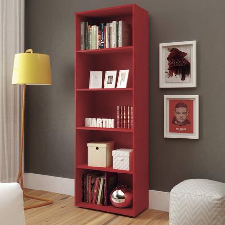 Estante para Livros 5 Prateleiras Multy Artely Vermelho Menor preço em Estante para Livros 5 Prateleiras Multy Artely Vermelho