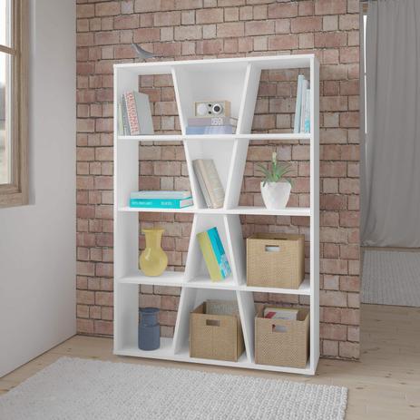 Estante para Livros com 12 Nichos Xis Artely Branco Menor preço em Estante para Livros com 12 Nichos Xis Artely Branco