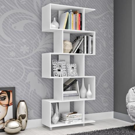 Estante para Livros com Nichos ESM209 Retrô Movelbento Branco Menor preço em Estante para Livros com Nichos ESM209 Retrô Movelbento Branco