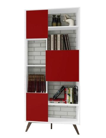 Estante Para Livros Retrô Branco/Vermelho MovelBento - Não definido Menor preço em Estante Para Livros Retrô Branco/Vermelho MovelBento - Não definido
