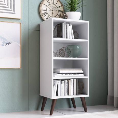 Estante Retrô com 3 Prateleiras 4 Nichos Branco Lilies Móveis - COMPLETA MÓVEIS Menor preço em Estante Retrô com 3 Prateleiras 4 Nichos Branco Lilies Móveis - COMPLETA MÓVEIS