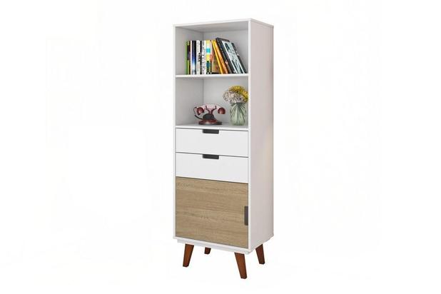 Estante Retro Paris com Porta e 2 Gavetas Branco e Natural - Olivar móveis é boa?