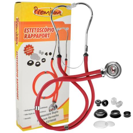 Estetoscópio Rappaport Premium - Vermelho Menor preço em Estetoscópio Rappaport Premium - Vermelho