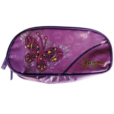 Estojo 2 ziperes princess butterfly 02 divisorias luxcel Menor preço em Estojo 2 ziperes princess butterfly 02 divisorias luxcel