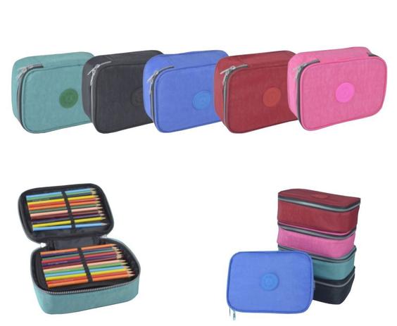Estojo Box De Nylon 100 Pens Grande Com 2 Divisórias - AC Bag Menor preço em Estojo Box De Nylon 100 Pens Grande Com 2 Divisórias - AC Bag