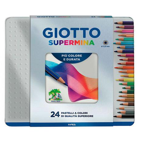 Estojo de Lata de Lápis de Cor Mina Permanente Giotto com 24 cores - 256800 Menor preço em Estojo de Lata de Lápis de Cor Mina Permanente Giotto com 24 cores - 256800