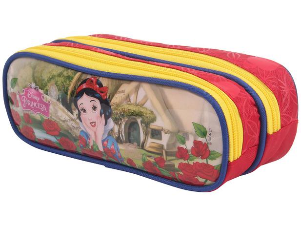 Estojo Escolar 2 Divisórias Princesa Disney - Branca de Neve Zíper Soft 3D Dermiwil