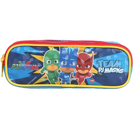 Estojo Escolar DMW PJ Masks Team Duas Divisórias Azul - 11549 Menor preço em Estojo Escolar DMW PJ Masks Team Duas Divisórias Azul - 11549