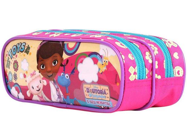 Estojo Escolar Duplo Rosa com Zíper Disney - Doutora Brinquedos e seu Hospital Dermiwil Menor preço em Estojo Escolar Duplo Rosa com Zíper Disney - Doutora Brinquedos e seu Hospital Dermiwil