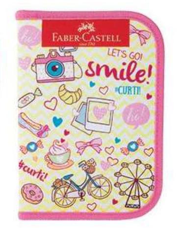 Estojo Escolar Nylon Lets Go Faber-castell - Faber castell Menor preço em Estojo Escolar Nylon Lets Go Faber-castell - Faber castell